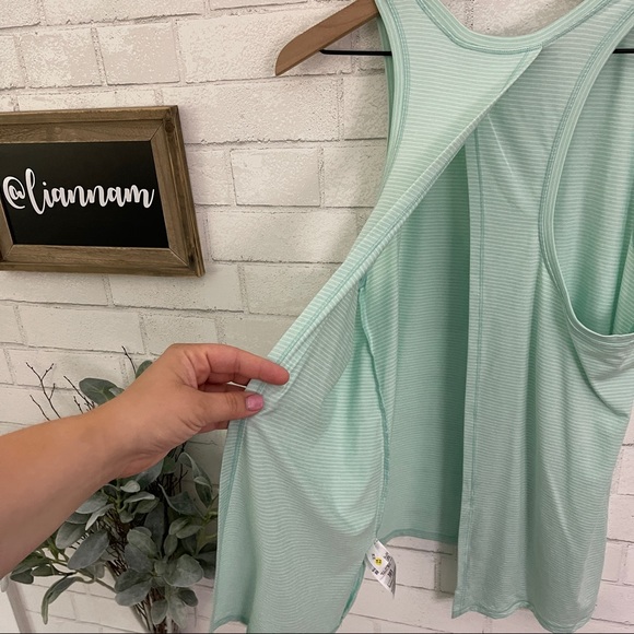 GAP FIT Mint Striped Open Back Tank Top - Picture 10 of 11